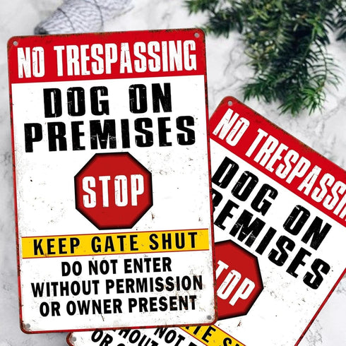 Beware Of Dog Signs For Fence No Trespassing Dog On Premises Sign For Garden?2 Pack ) Dogs Warning Signs For Property Funny Metal Tin Signs Beware...
