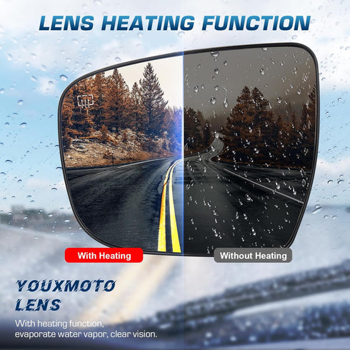 Youxmoto Mirror Glass Driver Left Side, Fit For Nissan Rogue 2014-2019; Pathfinder 2017-2019; for Nissan Murano 2015-2023, Heated w/Backing Plate ...