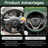 XCBYT Car Steering Wheel Cover Green - Universal Fit 14.5-15 Inch Carbon Fiber Steering Wheel Cover Sport Style with Anti-Slip Microfiber Leather ...