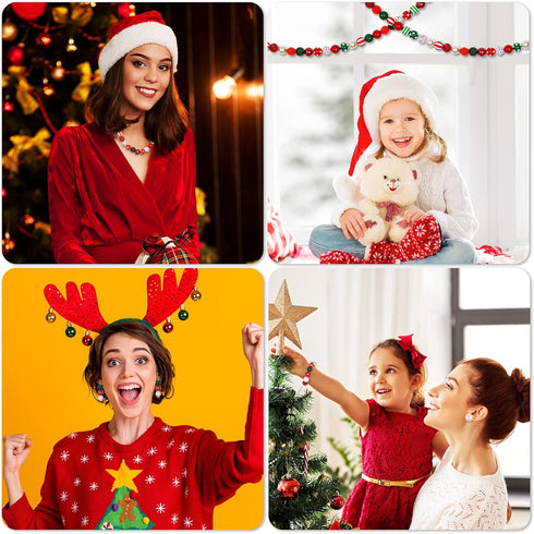 Whaline 60Pcs Christmas Bubblegum Beads 20mm Bulk Mixed Christmas Chunky Beads Red Green Acrylic Spacer Beads Xmas Gumball Loose Beads Kit for Chr...