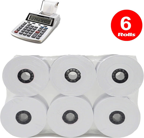 (6 Rolls) 2 1/4 x 150 ft, White, adding machine tape Paper Rolls, Premium One Ply Cash Register/Adding Machine/Calculator Roll Printing Calculator...