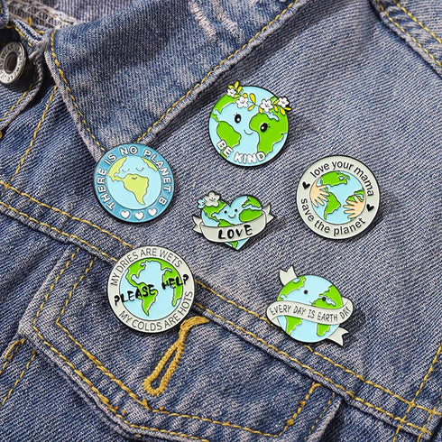 Earth Brooch Fashion Cartoon Enamel Brooch Pins Set for Unisex Child Women's Clothing Decorate (Love and Protect the Earth)...