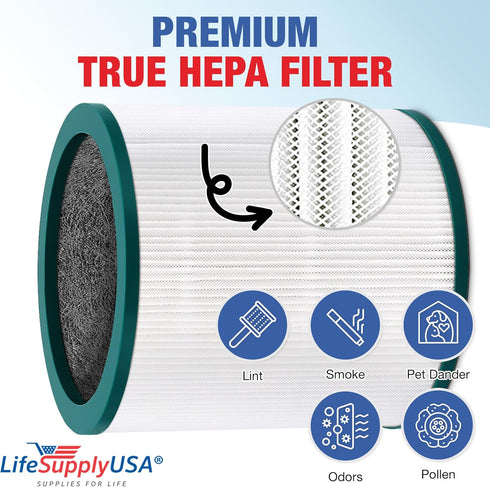 LifeSupplyUSA True HEPA Filter Replacement Compatible with Dyson Pure Cool Link TP01 AM11 BP01 TP02 TP03 Tower, Part 968126-03 Air Purifier...