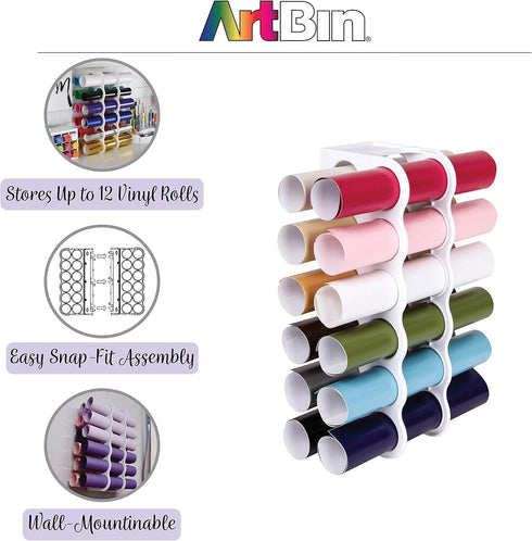 ArtBin 6864AS Vinyl Storage Rack, Stores 12 Vinyl Rolls, White...