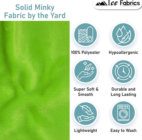 Solid Minky Fabric by The Yard - Soft, Smooth and Luxury 58/60" Extra Wide Olive Minky Fabric for Blankets, Apparel, Baby Accessories, Throws, Pil...