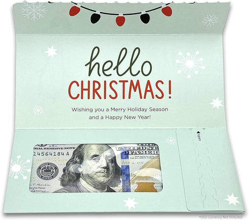Holiday Card | Zip-Open Money Holder w/Clear Plastic Window for Cash, Check, & Gift Card (Penguin - Hello Christmas)...