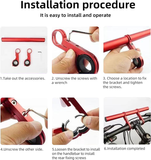 Bike Handlebar Extender, 11.8in Double Bicycle Handlebar Extension Bracket,Multifunctional Aluminum Alloy Bracket Extension for Holding Bicycle Sp...