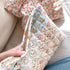 Floral Makeup Bag Large Cotton Quilted Cosmetic Makeup Bag Organizer, Aesthetic Portable Pouch Purse Toiletry Bag for Women Girls Travel accessori...
