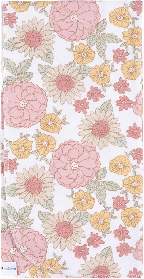 Gerber Unisex Baby 100% Cotton Flannel Receiving Blankets 30x30 Inches (Pack of 4), Retro Floral, One Size...
