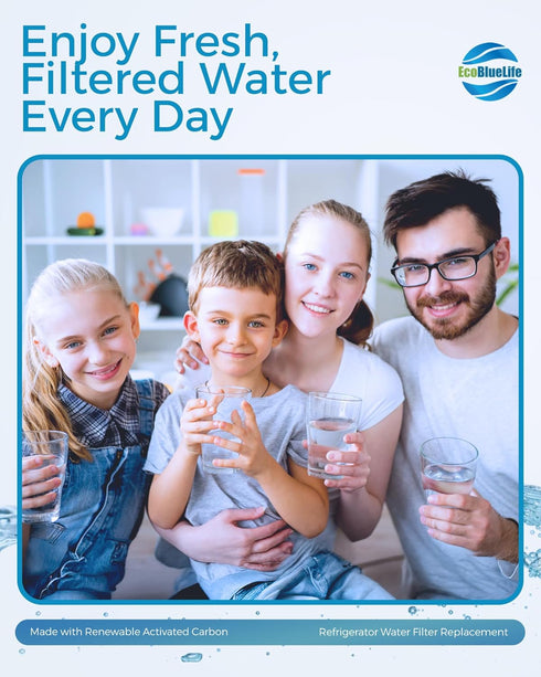 EcoBlueLife Refrigerator Water Filter Replacement using Renewable Activated Carbon. Easy Install Fridge Filter Replacement. Filters up to 300 Gall...
