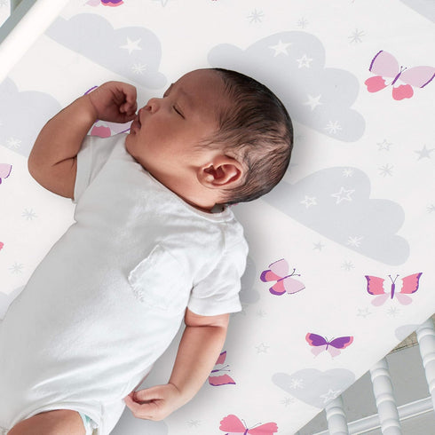 Bedtime Originals Butterfly Kisses Fitted Crib Sheet, Multicolor...