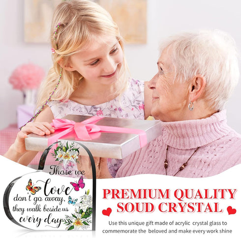 Blulu Crystal Glass Heart Memorial Gift Memorial Bereavement Gift Sympathy Condolence Decorations Sympathy Table Decorations for Loss of Loved One...