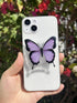 Butterfly Sticky Mobile Phone Grip, Clear Cell Phone Stand, Expanding Cell Phone Charms Accessory, Interchangeable Finger Kickstand, Collapsible H...
