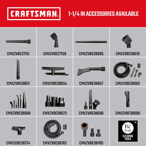 CRAFTSMAN CMXZVBE38654 1-1/4 in. Wet Nozzle/Floor Brush Combo Wet/Dry Vac Attachment for Shop Vacuums...