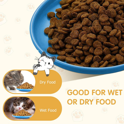 4 Pcs Whisker Fatigue Relief Cat Bowl Shallow Cat Food Dish 6 Inch Cat Wet Feeding Bowls Wide and Short Legged Cat and Small Pet Plate for Kittens...