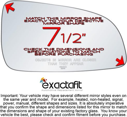 exactafit 8271R Passenger Side Mirror Glass Replacement Repair Compatible With 2008 2009 Saturn Astra...