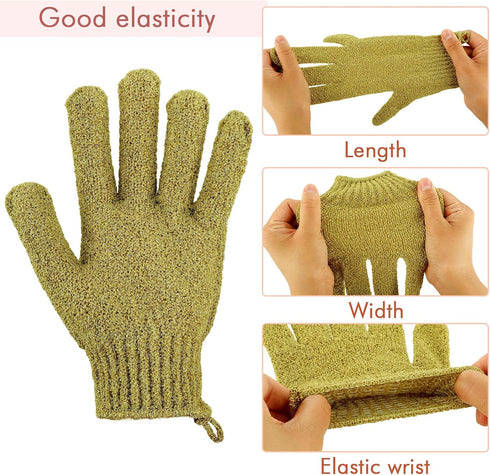 3 Pair Shower Gloves Exfoliating for Women, Double Sided Shower Gloves Mitt Body Scrubber Glovenylon Deep Exfoliating Glove with Hanging Loop, Bat...