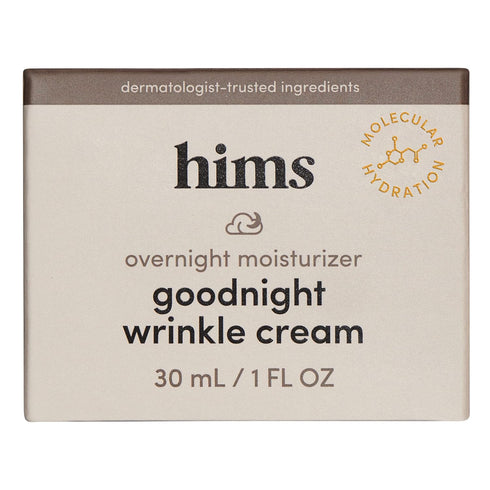 hims goodnight wrinkle cream for men - fine lines, puffiness, dark eye circles - caffeine, hyaluronic acid, night cream, almond scent - vegan, cru...