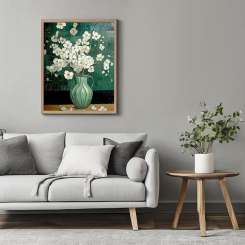 Posterizer 1 pcs-retro inspired oil painting style-delicate flowers in a vase 1-Floral & Botanical Art-Vintage Art-Gift for Art Lovers- unframed w...