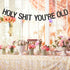 Black Glitter Holy Shit You're Old Banner - Funny 30th 40th 50th 60th 70th 80th 90th Birthday Party Decorations...