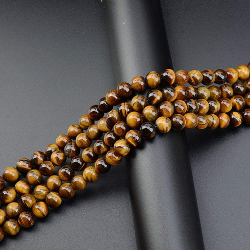 LPBeads 80Pcs Polished 10mm Round Natural Yellow Tiger Eye Gemstone Loose Beads with Stretch Cord for Jewelry Making Bracelets...
