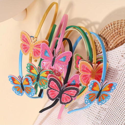 Butterfly Headband for Girls Glitter Butterfly Hair Bands Spring Summer Shiny Hair Bands Bling Head Bands Wedding Birthday Party Favors(Black)...