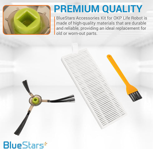 BlueStars Ultra Durable Accessories Kit for OKP Life K2 K3 K3A K4 K5 and Lefant M210 M210S M210B M213 Robot Vacuum Cleaner - Extra Cleaning Tool...