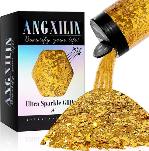 Holographic Chunky Glitter, 190g/6.7oz Chunky and Fine Mixed Craft Glitter, Bulk Laser Sequin Glitter for Face Body Nail Art,Epoxy Resin Tumbler J...