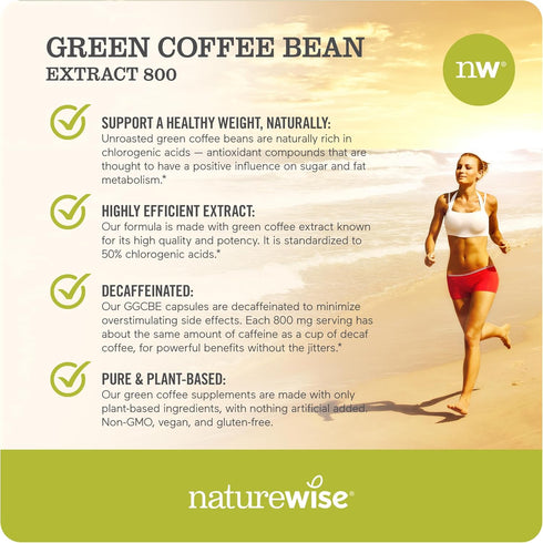 NatureWise Green Coffee Bean Extract - Pure Green Coffee Bean Capsules 800mg with 50% Chlorogenic Acid Support for Weight Goals, Energy, and Antio...