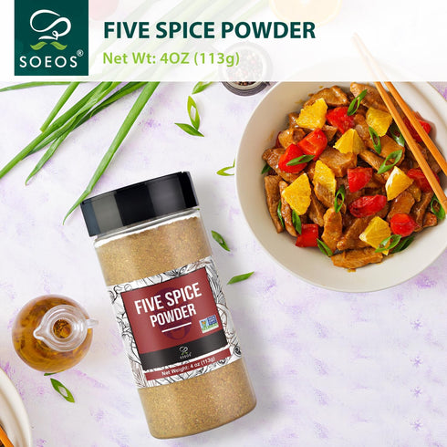 Soeos Chinese Five Spice 4 Ounce, Five Spice Powder, Five Spice Chinese Seasoning Non-GMO, Non-irradiated, No preservatives, No MSG...