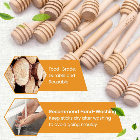 HANSGO 20PCS Wooden Honey Dipper Sticks, 3 Inch Honeycomb, Mini Honey Spoon Wand for Jar and Dispenser, Top off Cupcake, Themed Baby Shower, Brida...