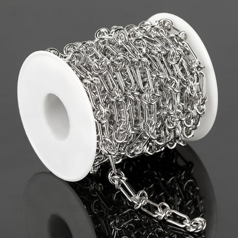 4 Meters Silver Paperclip Chains with Buckles Metal Iron Jewelry Chain for Jewelry Making Stylish Heavy Necklace Bracelet DIY Chains Bulk...