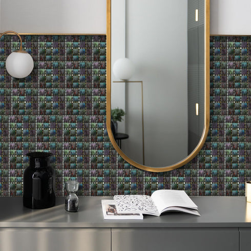 25Pcs Peel&Stick Mosaic Wall Tile Transfers for Home Decor, 4x4inch Self-Adhesive Waterproof Vinyl Splashback Sticker Tile Decal for Kitchen Bathr...