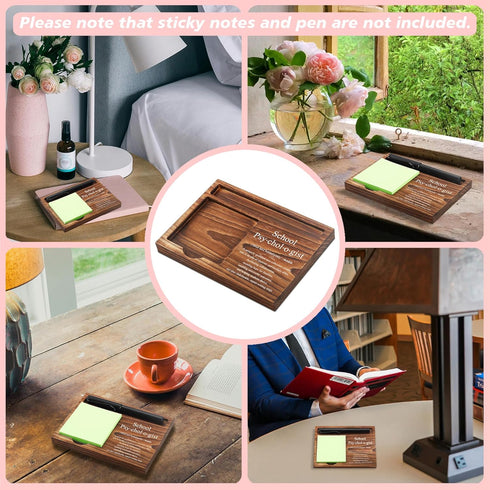 School Psychologist Sticky Note Holder Wooden Notepad & Pen Holder 6.5" x 4.7" Sticky Note Pad Holder Dispenser for Desk School Psychologist Defin...