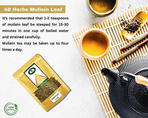 100% Natural Mullein Leaf Organic Tea - Herbal Expectorant for Respiratory - Support Lung Cleanse Caffein-Free Non-GMO Natural and Immune Support ...