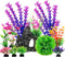 Aquarium Decorations Fish Tank Artificial Plastic Plants, 12pcs Aquarium Decor Plants and Cave Rock Decoration Set Hideout Ornaments, Fish Tank Ac...