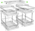 2 Tier Under Sink Organizers and Storage Bathroom Organizer w Dividers and Lids, Snack Organizer for Pantry Pull Out Cabinet Organization for Kitc...