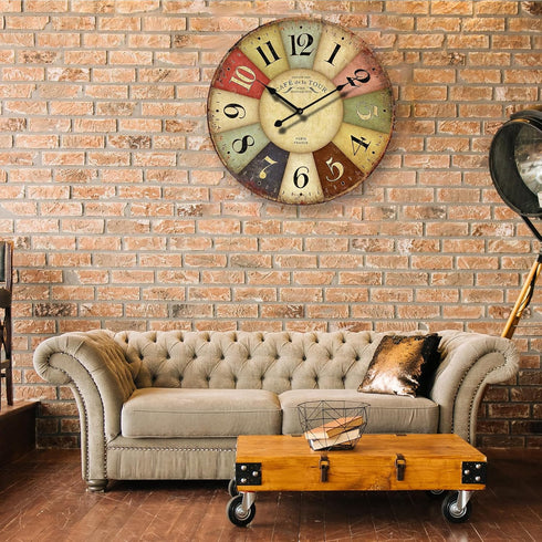 12 Inch Rustic Wall Clock Retro Silent Non Ticking Easy to Read Clock, Battery Operated Decorative Wall Clocks for Kitchen/Living Room/Bedroom/Far...