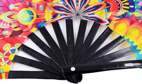 Amajiji Large Folding Hand Rave Fan Popping Fan for Line Dancing Clacking Fans for Boots On The Ground Dance,Party,Decoration,Festival (Dream ?low...