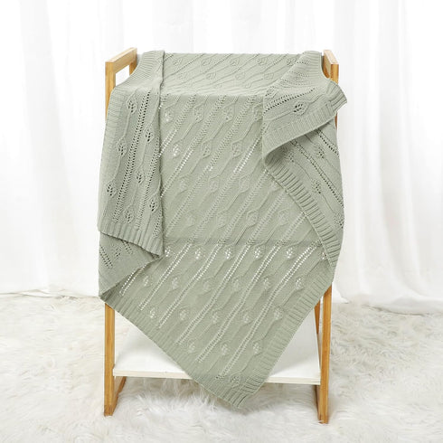 Baby Blanket for Boys Girls Knitted Neutral Swaddle Blanket Soft Lightweight Receiving Blankets for Newborn Infant Crib Stroller Light Green 30 x ...