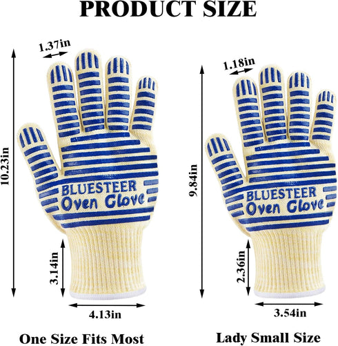 Oven Gloves for Women, Heat Resistant 540 Degrees Grilling Gloves, Hot Surface Handler Non-Slip Silicone Small Hands Oven Mitts with Fingers, BBQ ...