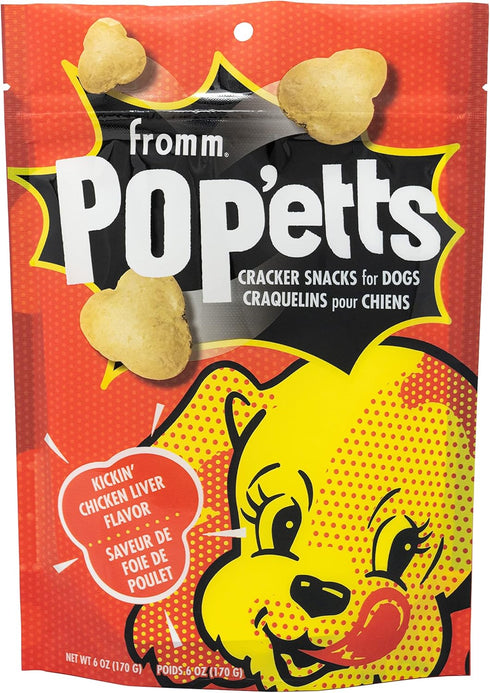 Fromm Pop'etts Kickin' Chicken Liver Cracker Dog Snacks - Premium Dog Treats - Liver Recipe - 6 oz...