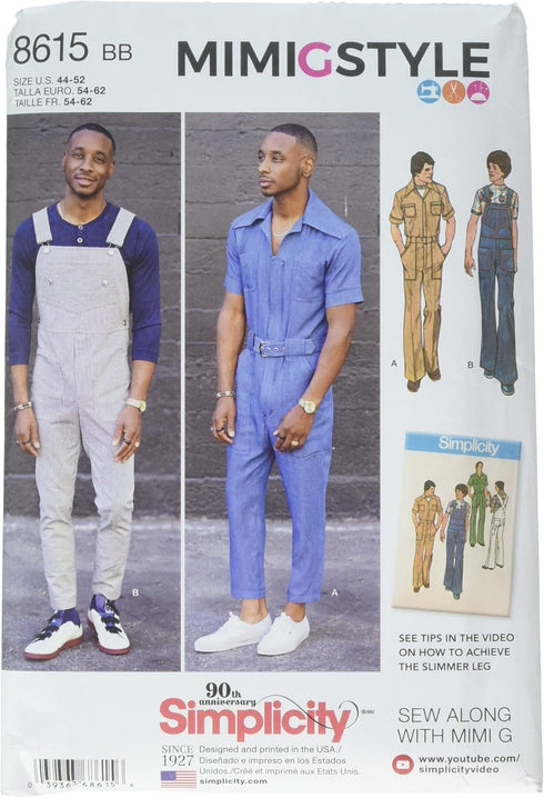 Simplicity US8615BB Men's Overalls and Jumpsuit Sewing Patterns by Mimi G Style, Sizes 44-52...