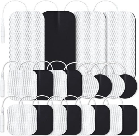 AUVON TENS Unit Replacement Pads Combination Set, 20 Packs Multiple Sizes Electrodes for TENS Unit, Reusable and Latex Free Pigtail TENS Pads for ...