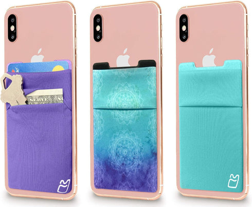 Wallet | Card and Money Holder for Cell Phone | Sticks On Case (Purple & Blue & Mandala)...