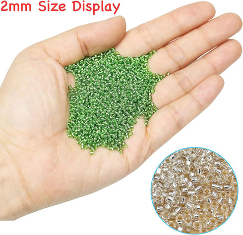 Bala&Fillic 12/0 Glass Seed Beads Transparent Silver Lined About 10000pcs/110g in Box...