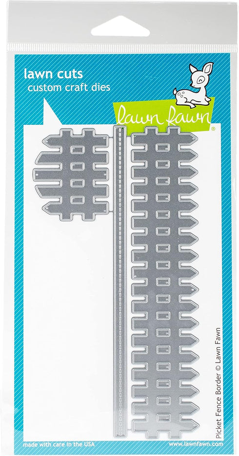 LAWN FAWN Lawn Cuts Custom Craft Border Die-Picket Fence, 6", #2929...