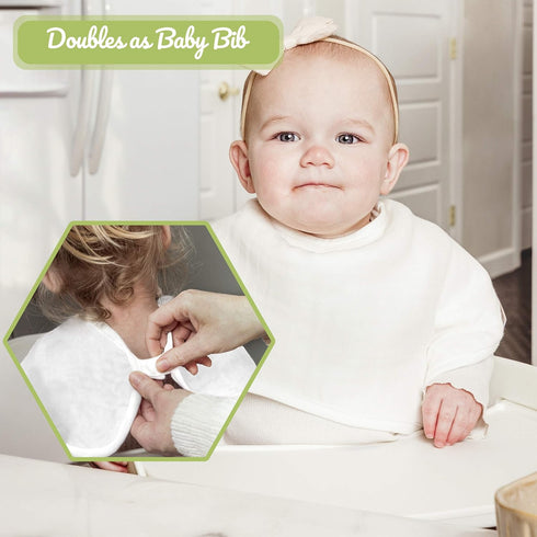 WeeSprout Unisex Organic Towel Cotton Burp Cloths, Set of 4, Four Ultra-Absorbent Layers Keep Clothes Dry, Button Transforms into Baby Bib, Machin...