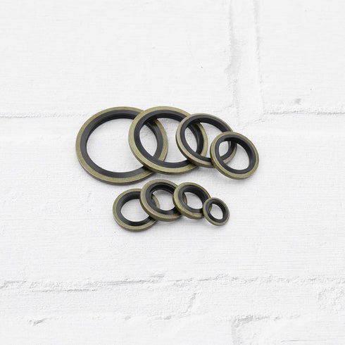 SING F LTD 200Pcs Oil Seal Washer Metal Seal Oil Washers G1/8 M6 M8 M10 M12 M16 M20 M24 Bonded Sealing Washer Assortment Kit for Automotive,Hydrau...