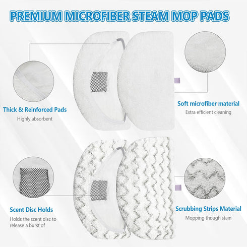 4 Pack Steam Mop Pads Replacement for Bissell Powerfresh Steam Mop 1940 1440 1544 1806 2075 Series, Model 5938 19402 19404 19408 19409 1940A 1940F...